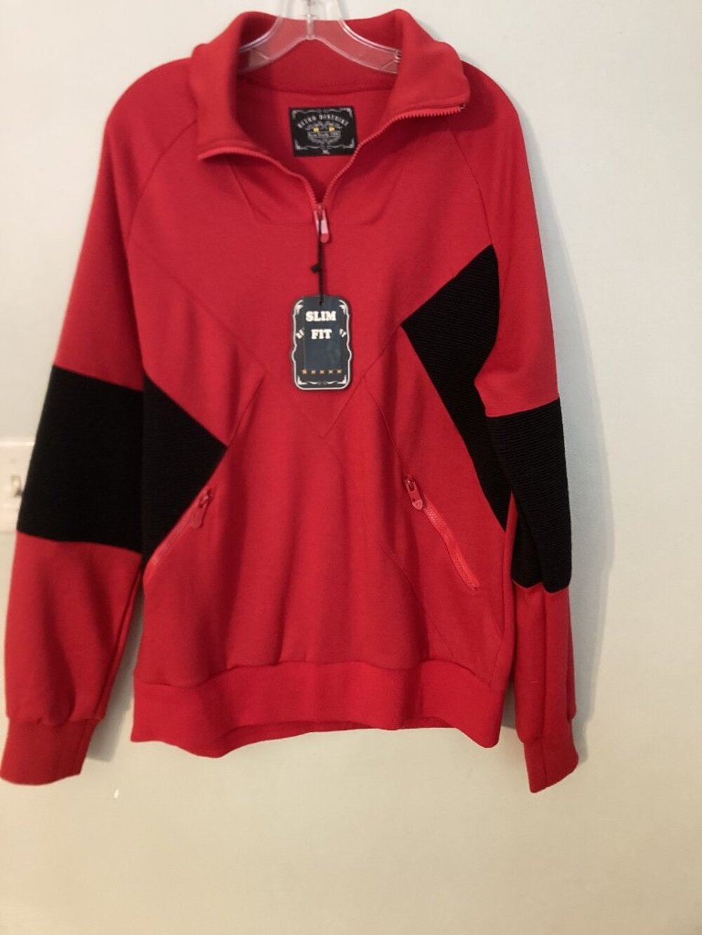 Retro Distrikt Mens Red & Black Slim Fit Pullover Sweatshirt XL